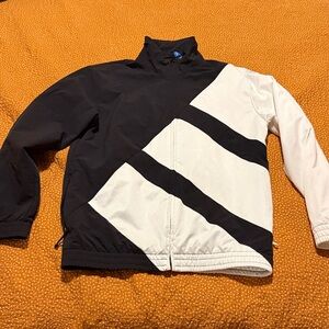 adidas Black and White Lightweight Jacket with Diagonal Stripes